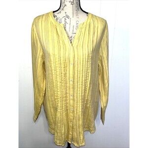 Sundance Warm Breeze Women's Sz Large Linen Tunic Yellow and Gold Blouse